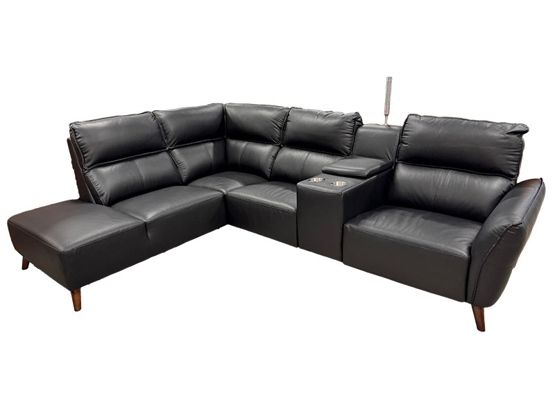 Phoenix Svart skinnsoffa Öppet avslut