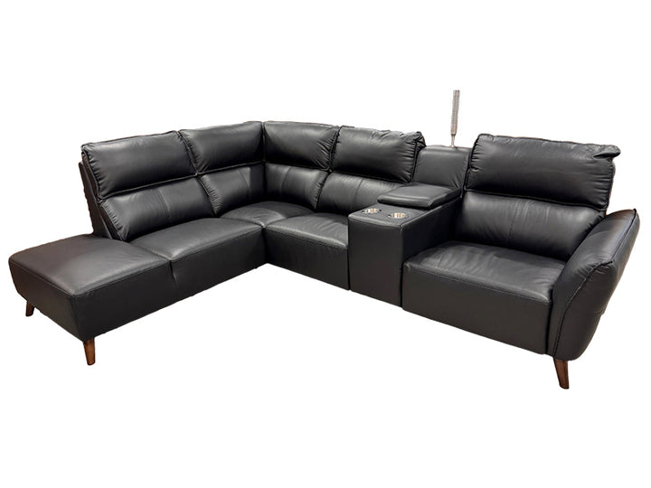 Phoenix Svart skinnsoffa Öppet avslut