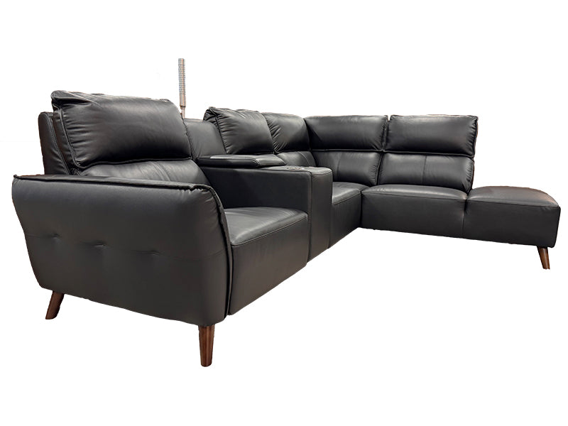 Phoenix Svart skinnsoffa Öppet avslut