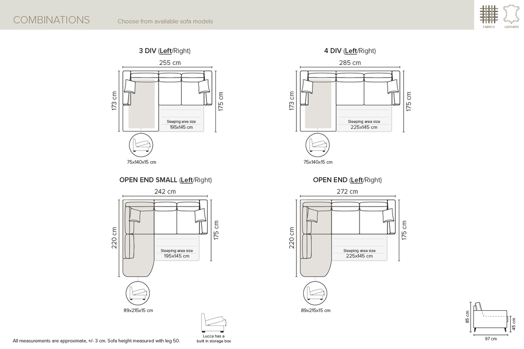 Lucca Bäddsoffa Öppet Avslut
