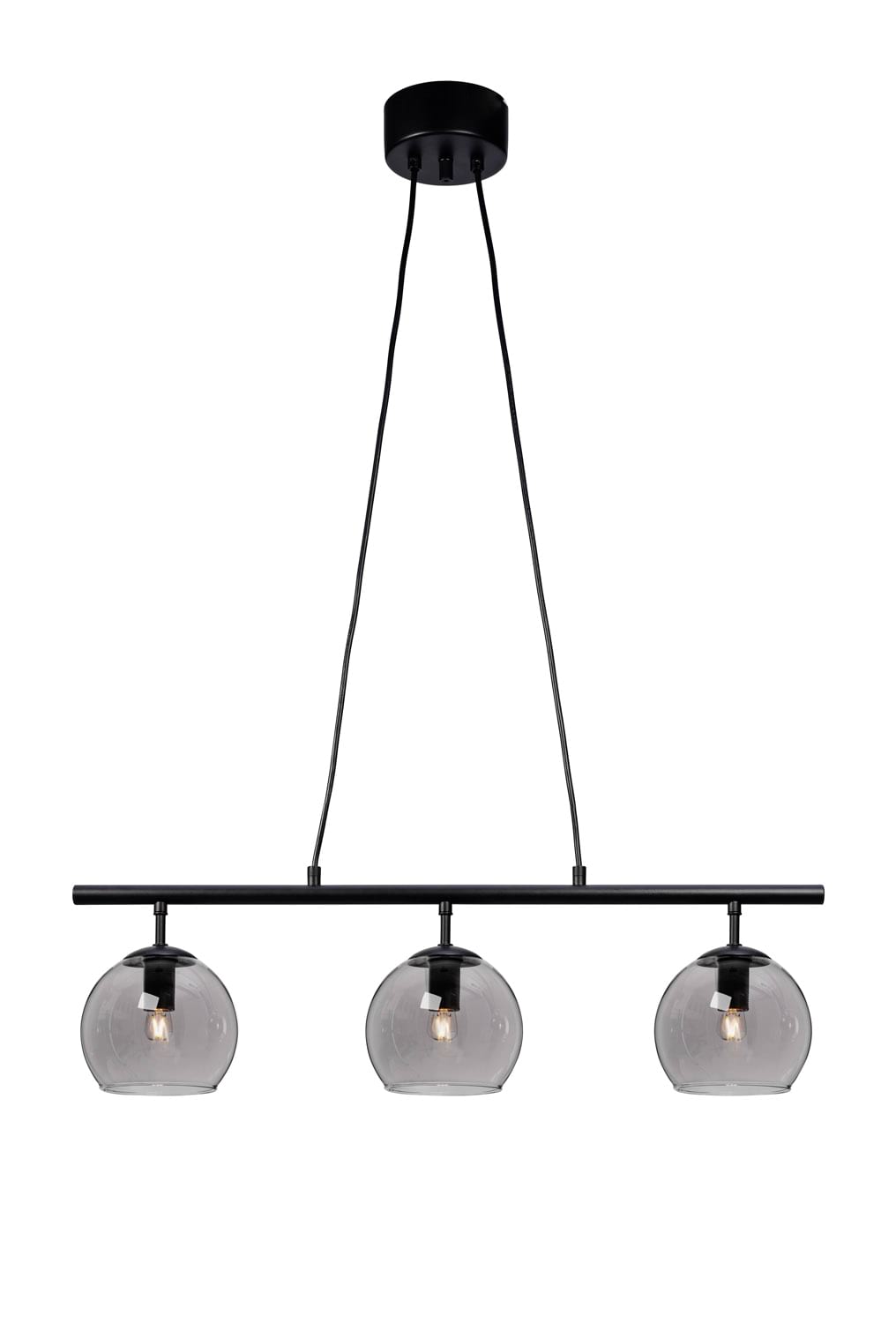 Capella taklampa metall svart/rökfärgat glas