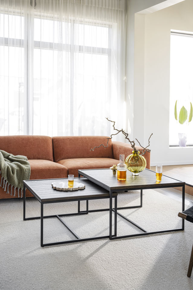 Deerfield soffbord 70x70 brun ek/svart metall