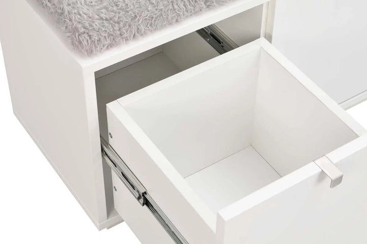 CONFETTI BÄNK VIT/LJUSGRÅ 2-LÅDOR - Möbelhuset