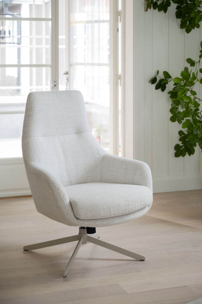Conroe fåtölj ljusbeige tyg/beige metall snurr