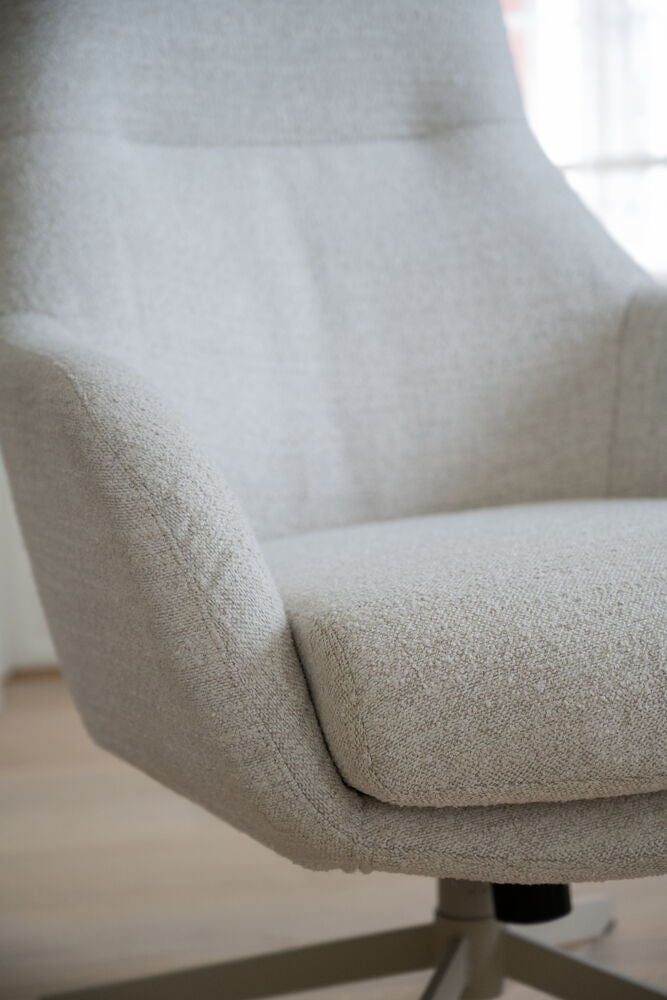 Conroe fåtölj ljusbeige tyg/beige metall snurr