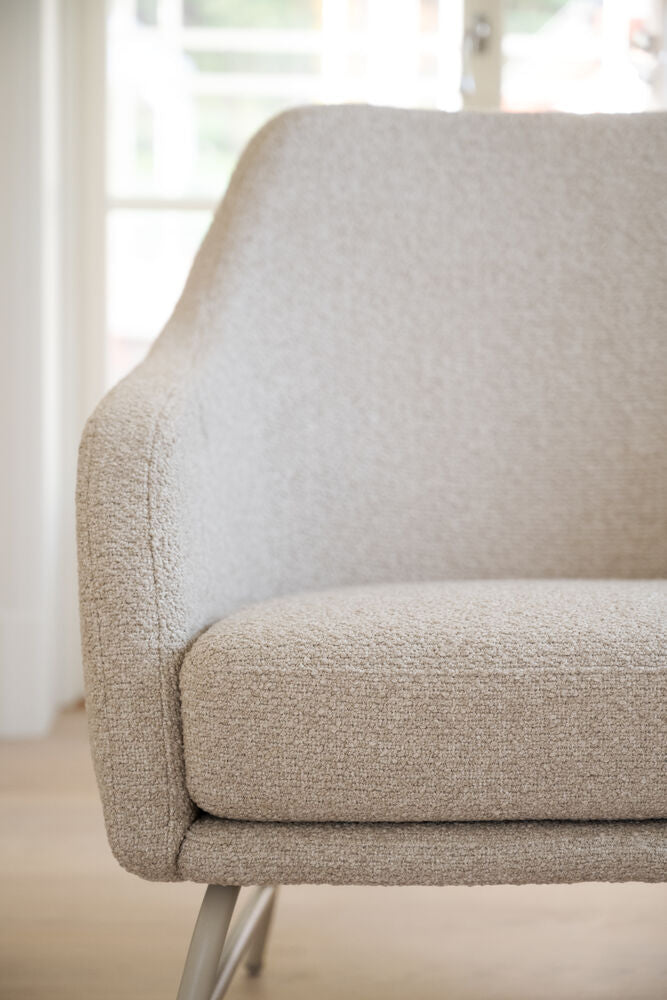 Eldwin fåtölj beige tyg/beige metall