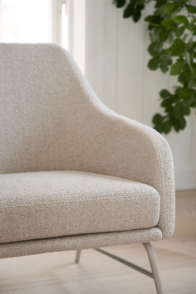 Eldwin fåtölj beige tyg/beige metall
