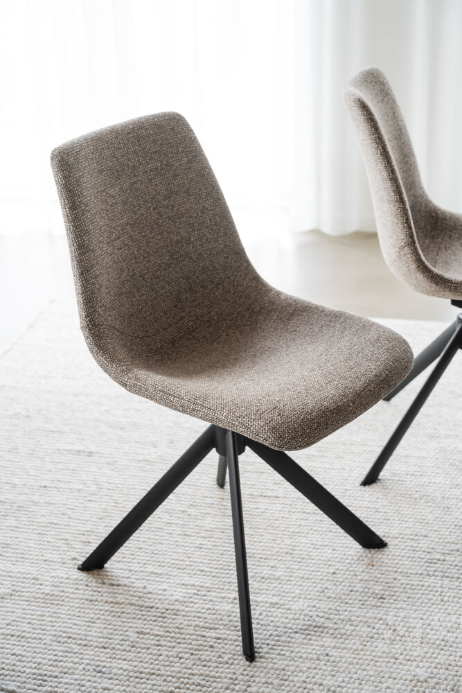 Dunmore stol mörkbeige tyg/svart metall snurr-tilt
