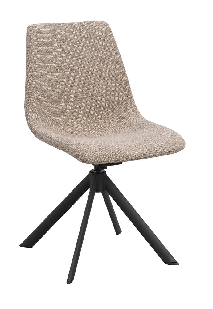 Dunmore stol mörkbeige tyg/svart metall snurr-tilt