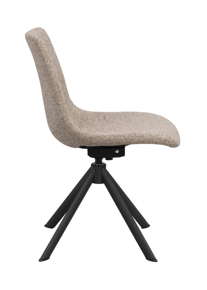 Dunmore stol mörkbeige tyg/svart metall snurr-tilt