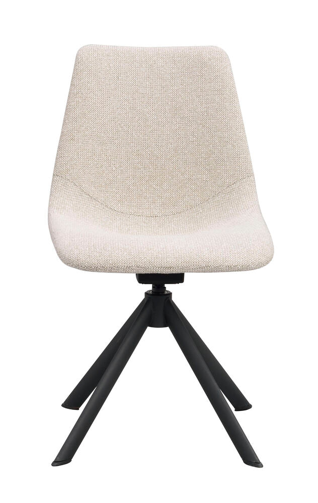 Dunmore stol ljusbeige tyg/svart metall snurr-tilt