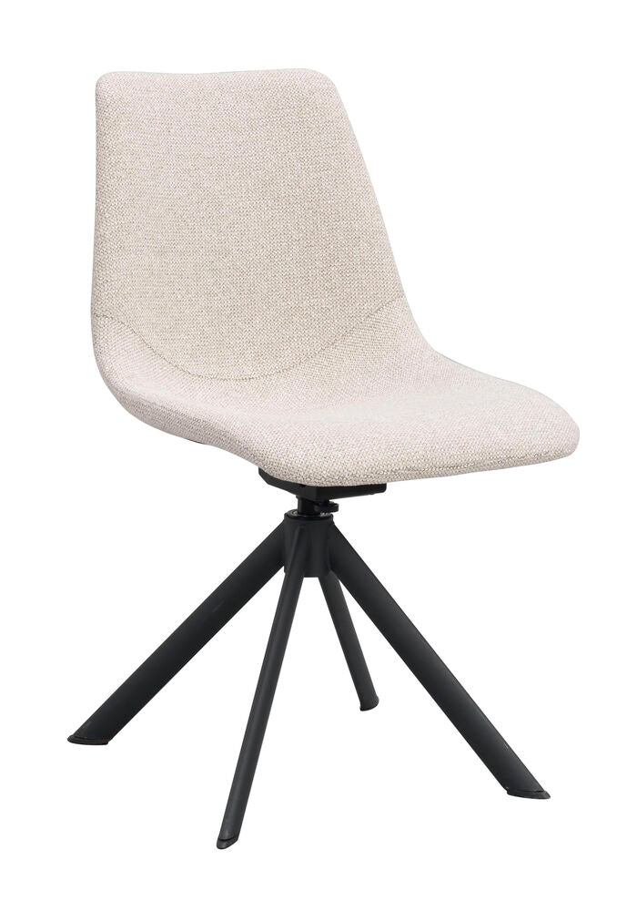 Dunmore stol ljusbeige tyg/svart metall snurr-tilt