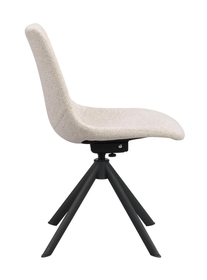 Dunmore stol ljusbeige tyg/svart metall snurr-tilt