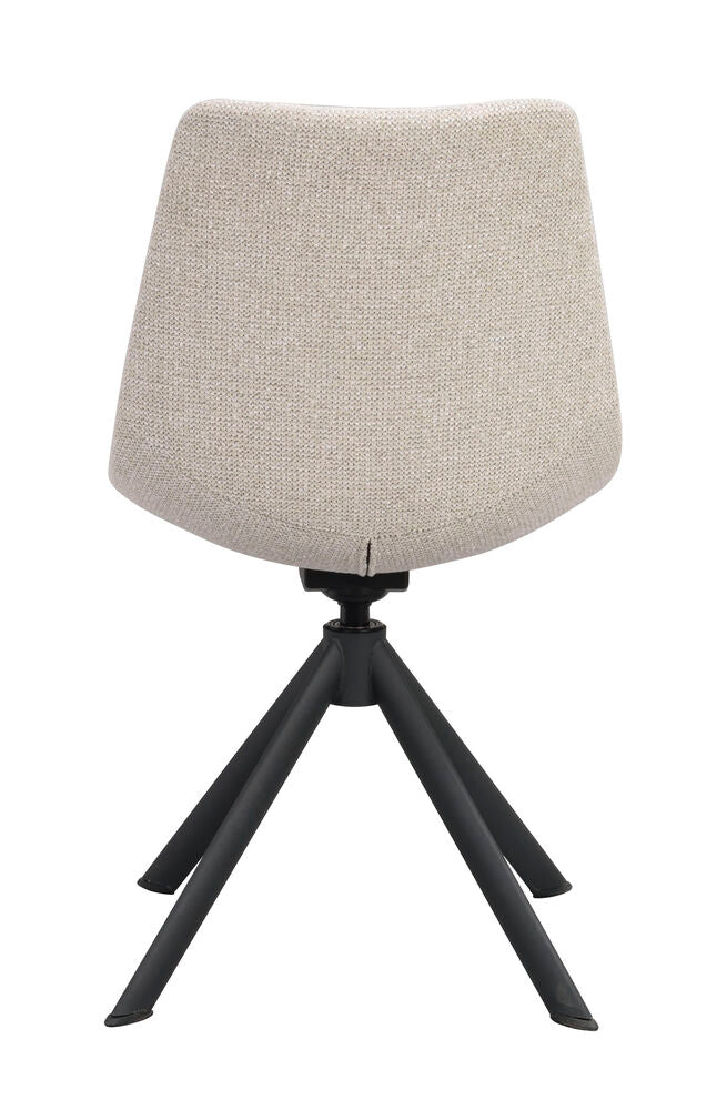 Dunmore stol ljusbeige tyg/svart metall snurr-tilt