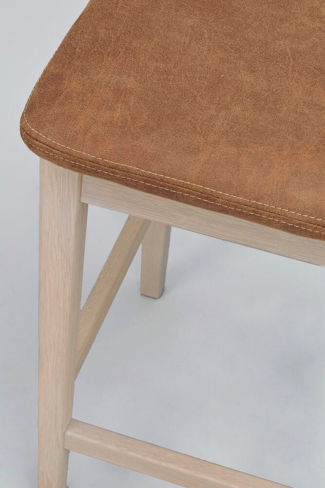 Livermore pall vitpigmenterad ek/brun läder-textil