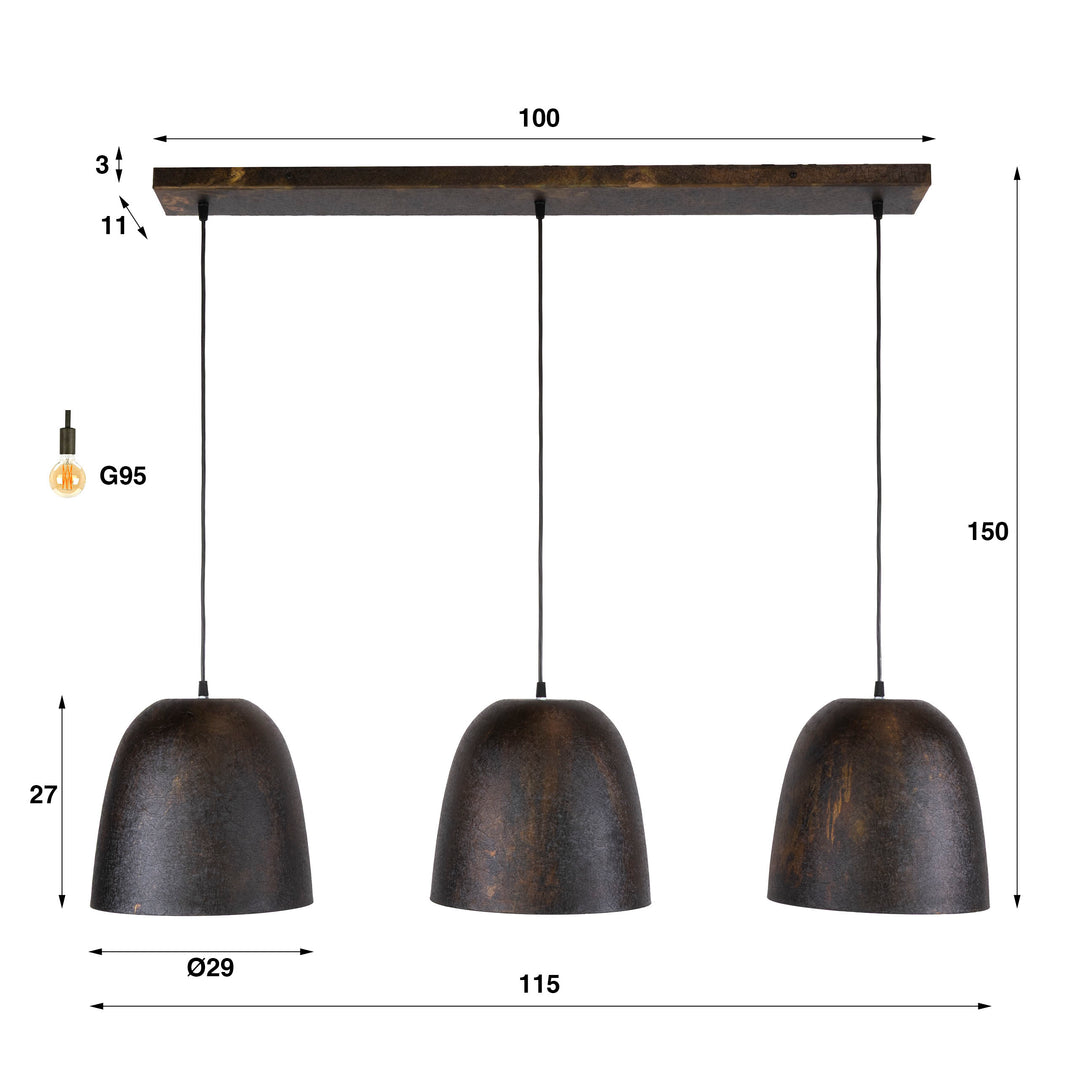 Taklampa Nova 3-Ljus Rökt Brun