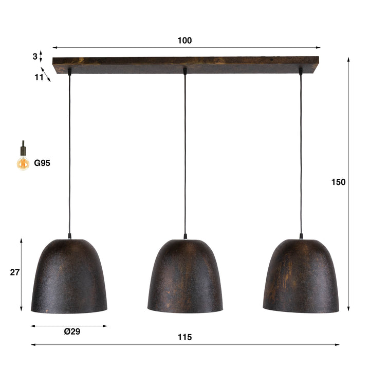 Taklampa Nova 3-Ljus Rökt Brun