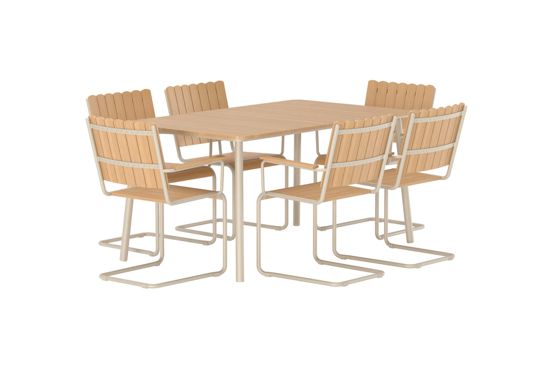 Holmsund matgrupp 150x90 inkl 6st stolar – Beige