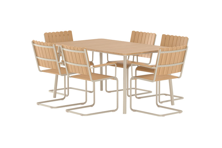 Holmsund matgrupp 150x90 inkl 6st stolar – Beige