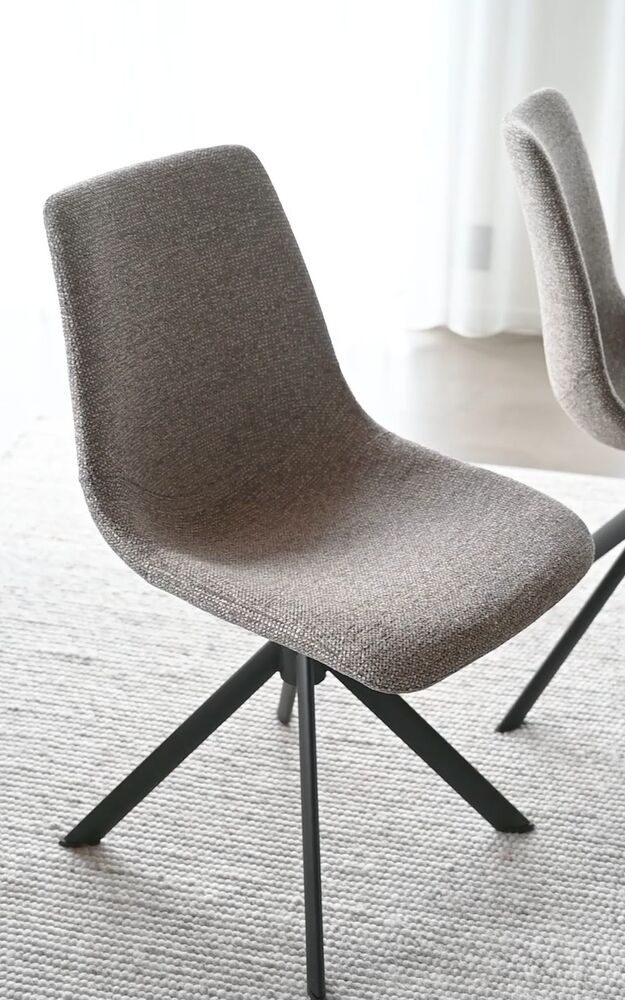 Dunmore stol mörkbeige tyg/svart metall snurr-tilt