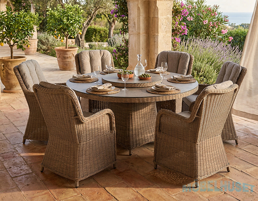 Hastings matgrupp Ø150 inkl 6 st fåtöljer