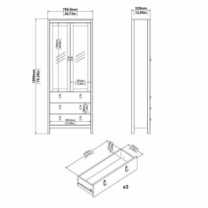 Madrid Vitrinskåp – Greige