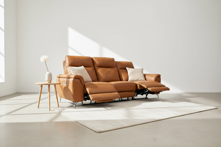 Milano reclinersoffa i cognac brun färg