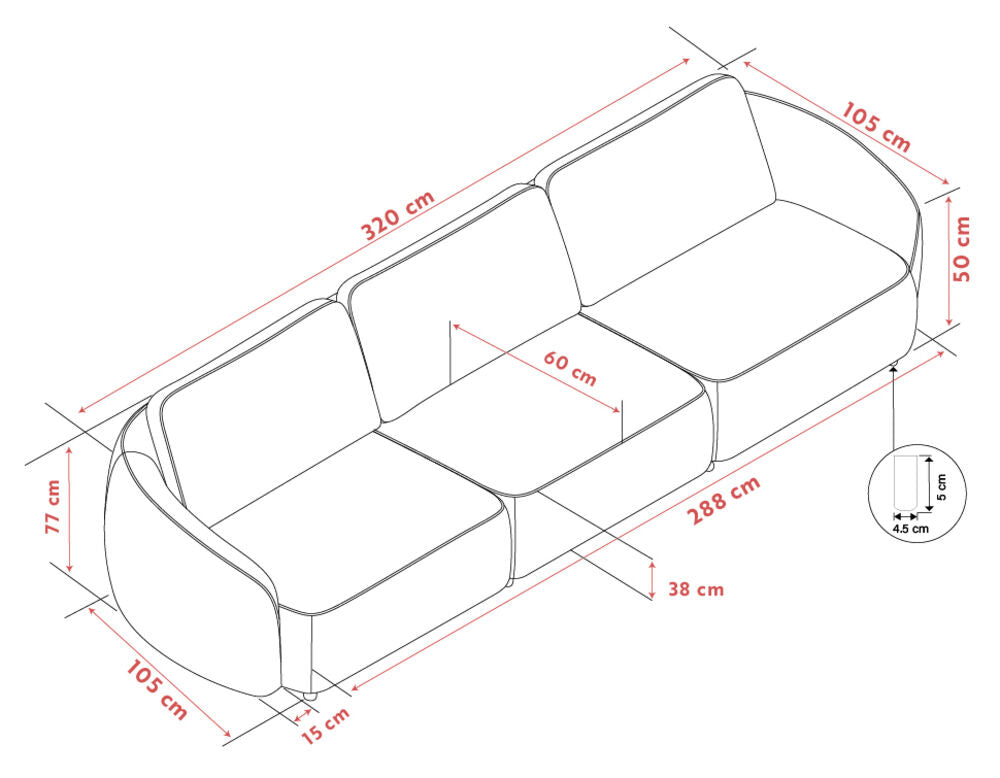 Norris 4-sits Soffa tyg K4
