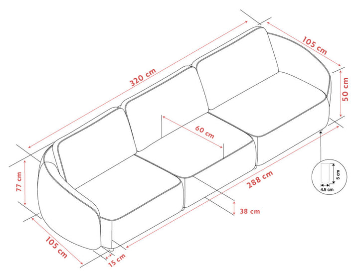 Norris 4-sits Soffa tyg K4