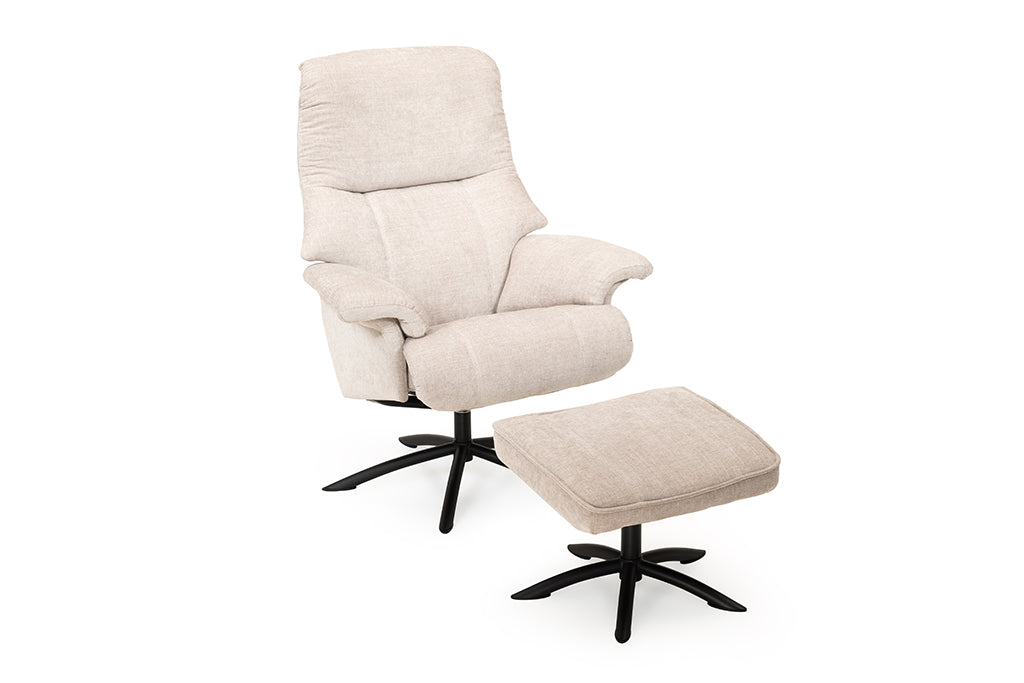 Rhodos fåtölj inkl fotpall Tyg: Beach 2380 Grå