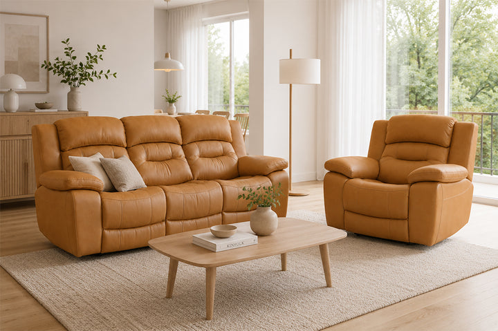 Roma reclinersoffa - Brun & Svart skinn