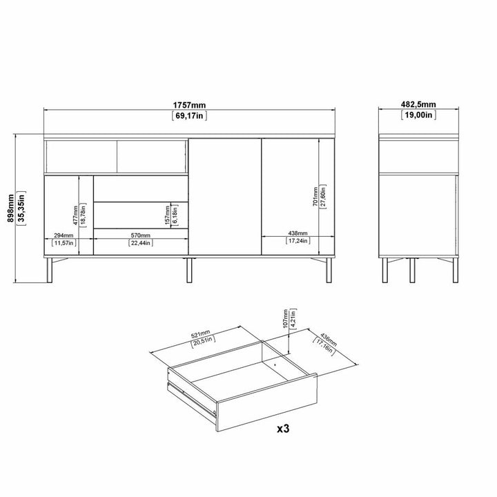 Roomers Sideboard Vit/Ek