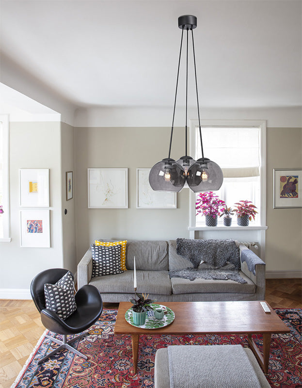 Salle Taklampa Svart/Rök Glas