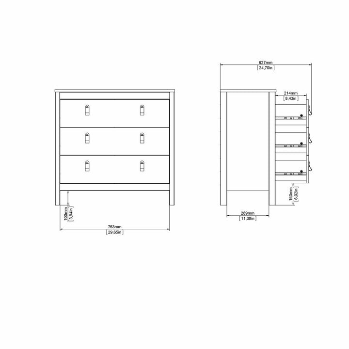 Madrid byrå 3-lådor Greige