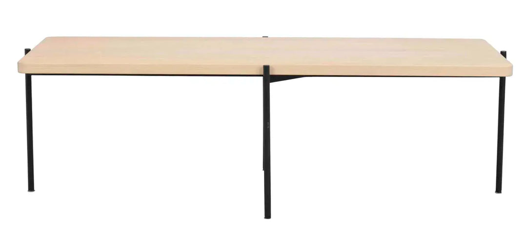 Shelton soffbord 145x60 vitpigment ek/svart metall – Rowico Home