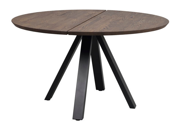 Carradale matbord Ø130 brun ek/V-ben svart met